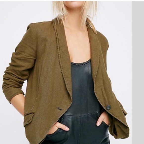Free People Linen Blazer - Picture 1 of 13